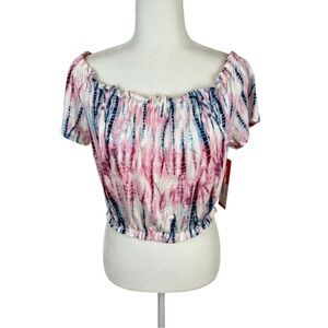 Shosho Tie Dye Off The Shoulder Crop Top Size Large NWT